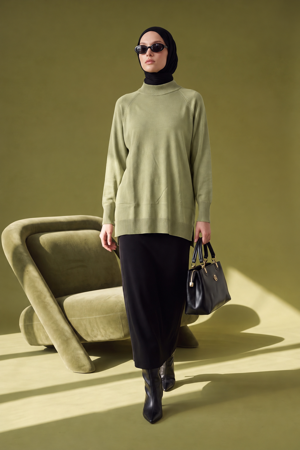 High Neck Relaxed Knit Tunic - Image 6