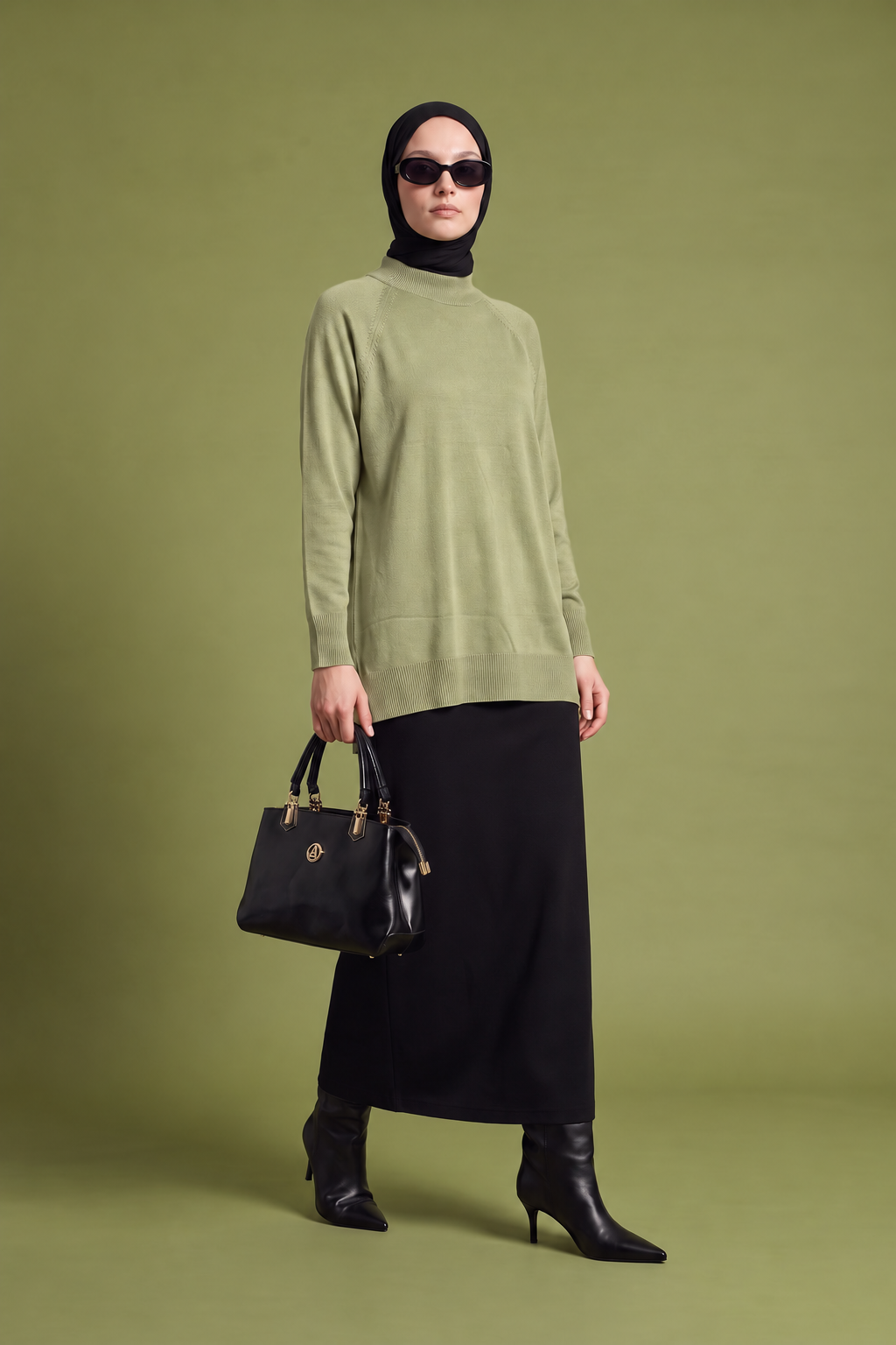 High Neck Relaxed Knit Tunic - Image 7