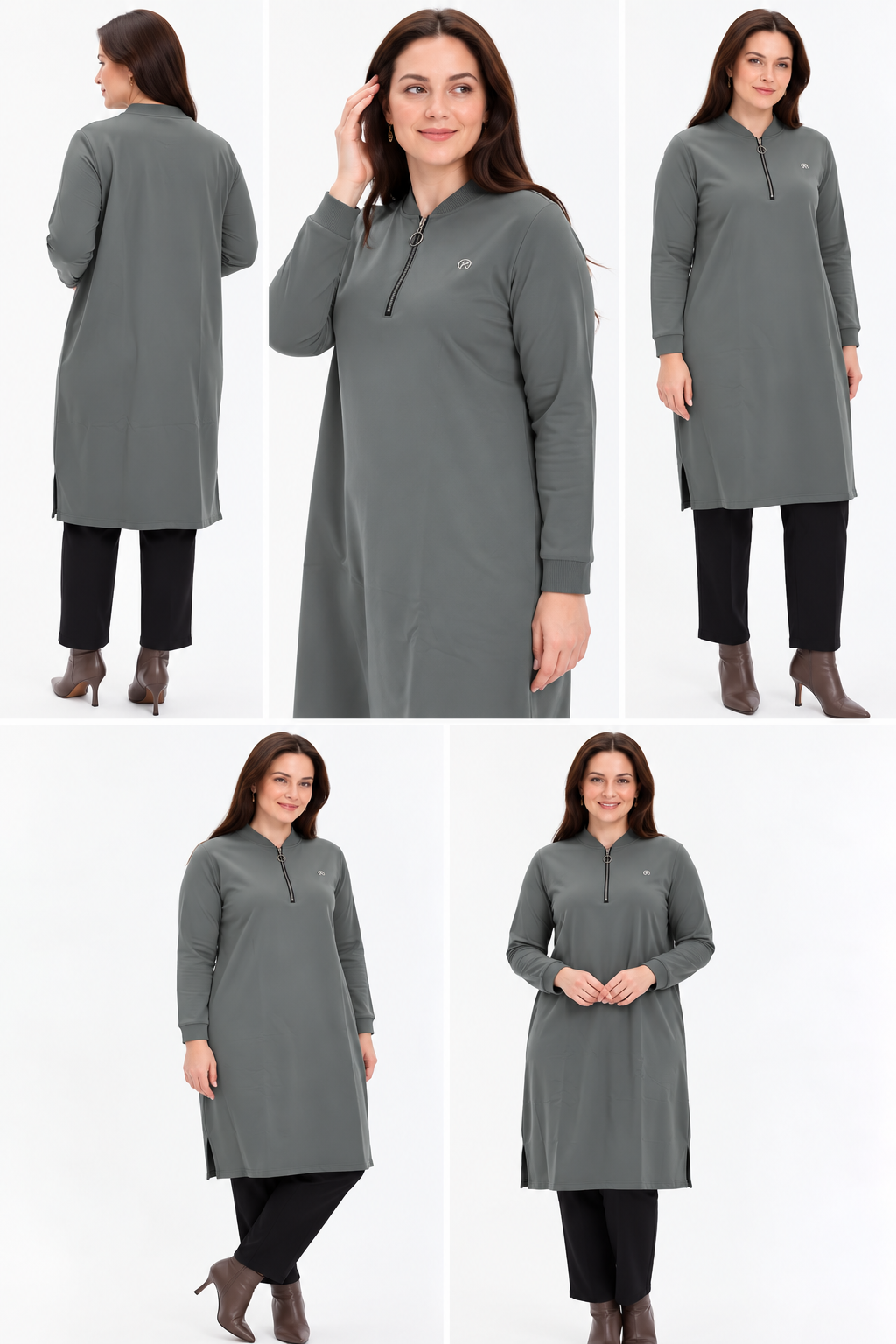 Half-Zip Long Sleeve Tunic - 100 cm Lenght - Image 4