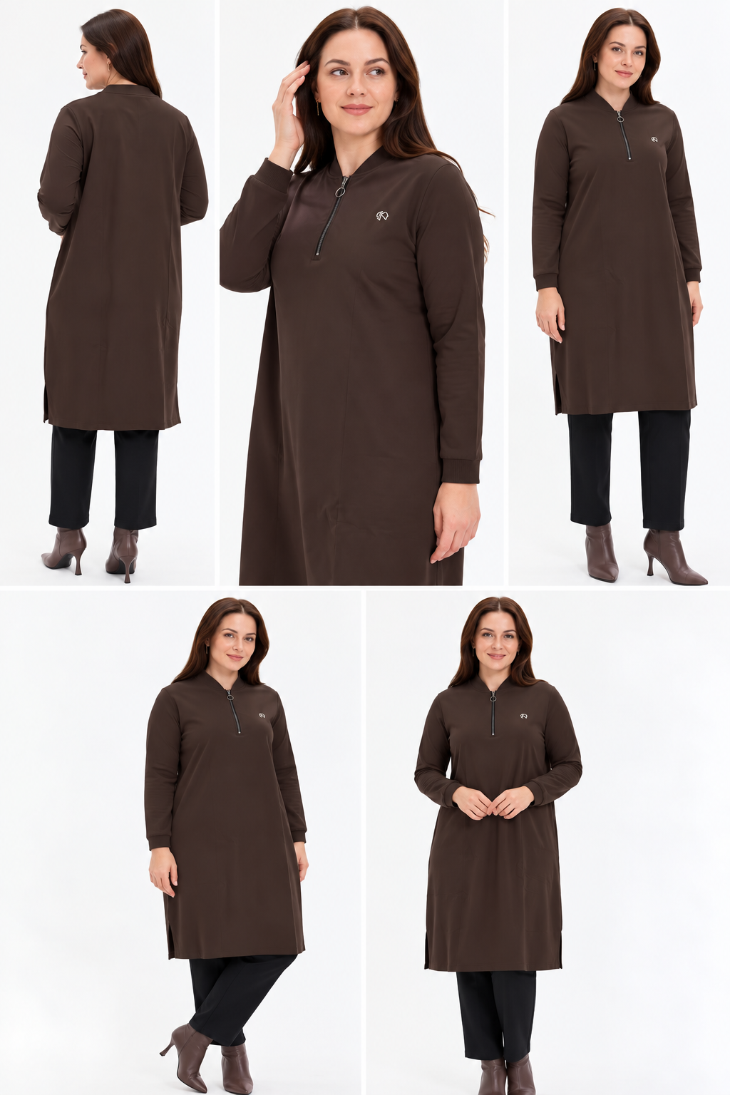 Half-Zip Long Sleeve Tunic - 100 cm Lenght