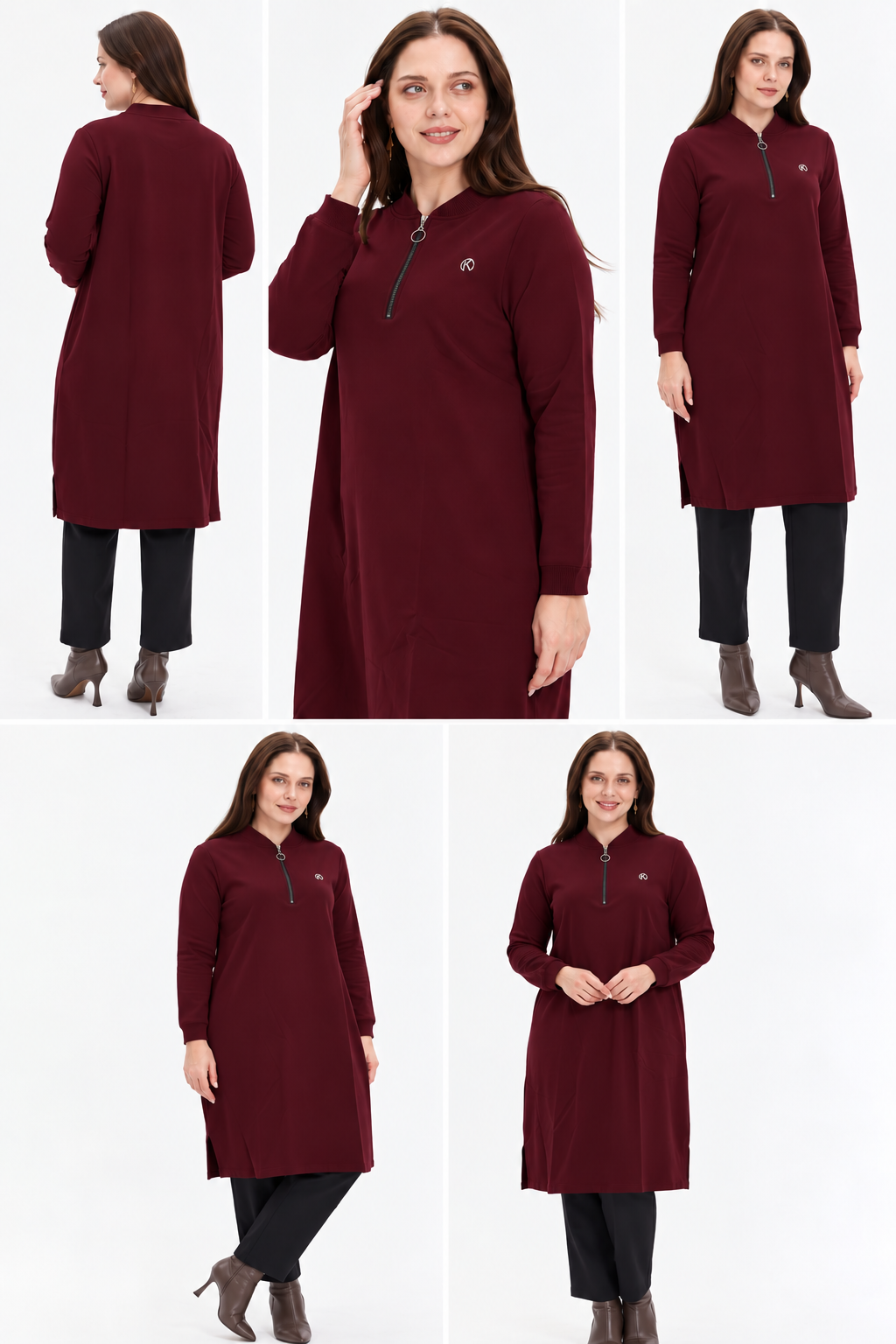 Half-Zip Long Sleeve Tunic - 100 cm Lenght - Image 3