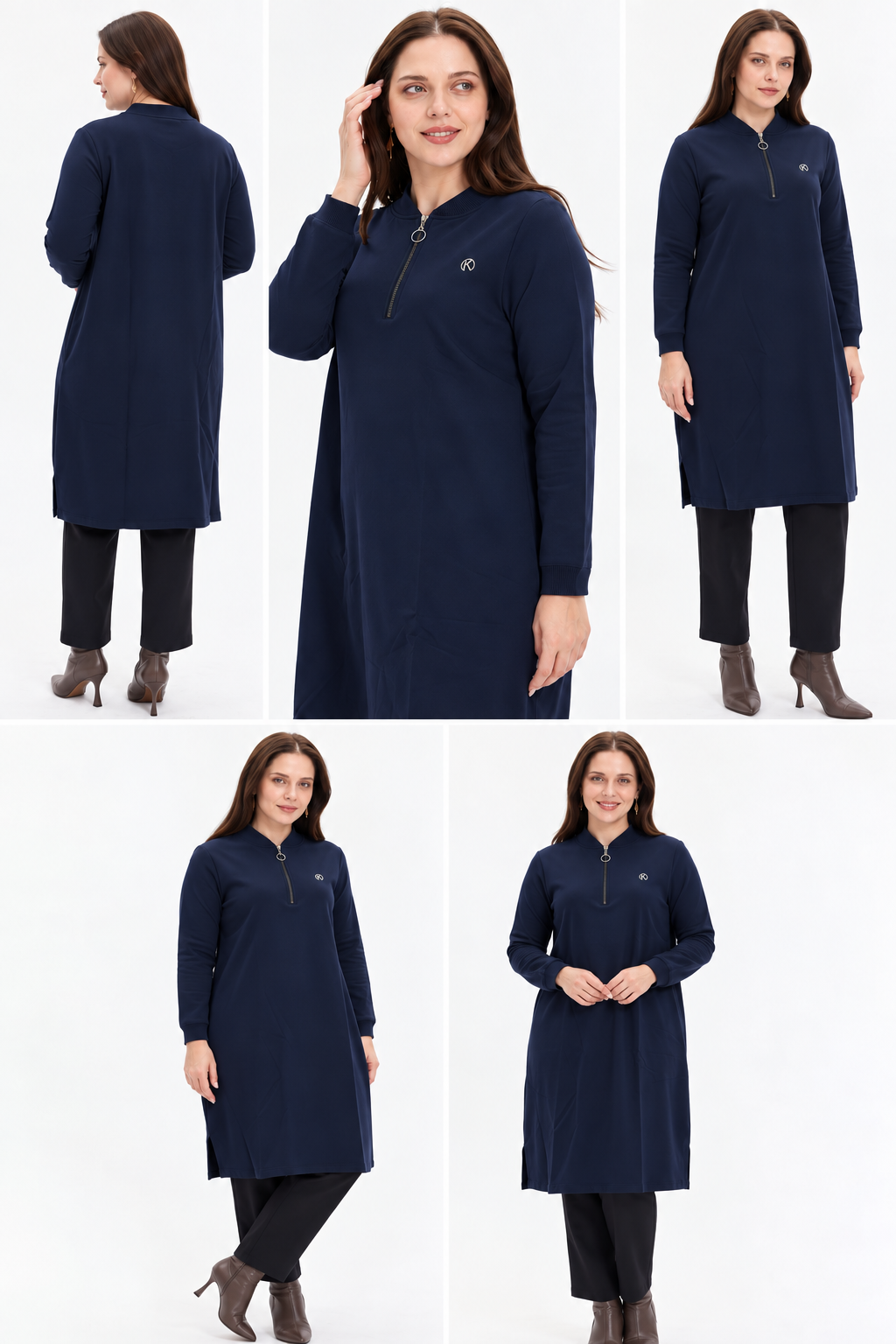 Half-Zip Long Sleeve Tunic - 100 cm Lenght - Image 2