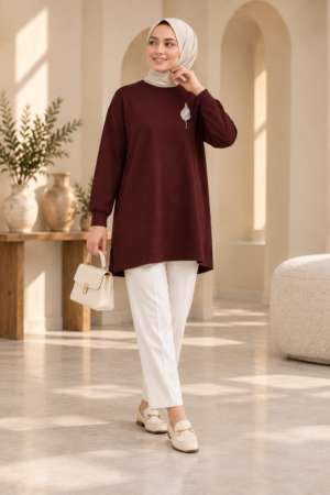 Crystal Leaf Brooch Tunic
