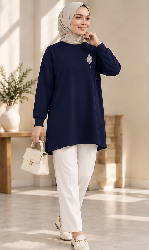 Crystal Leaf Brooch Tunic - Image 4