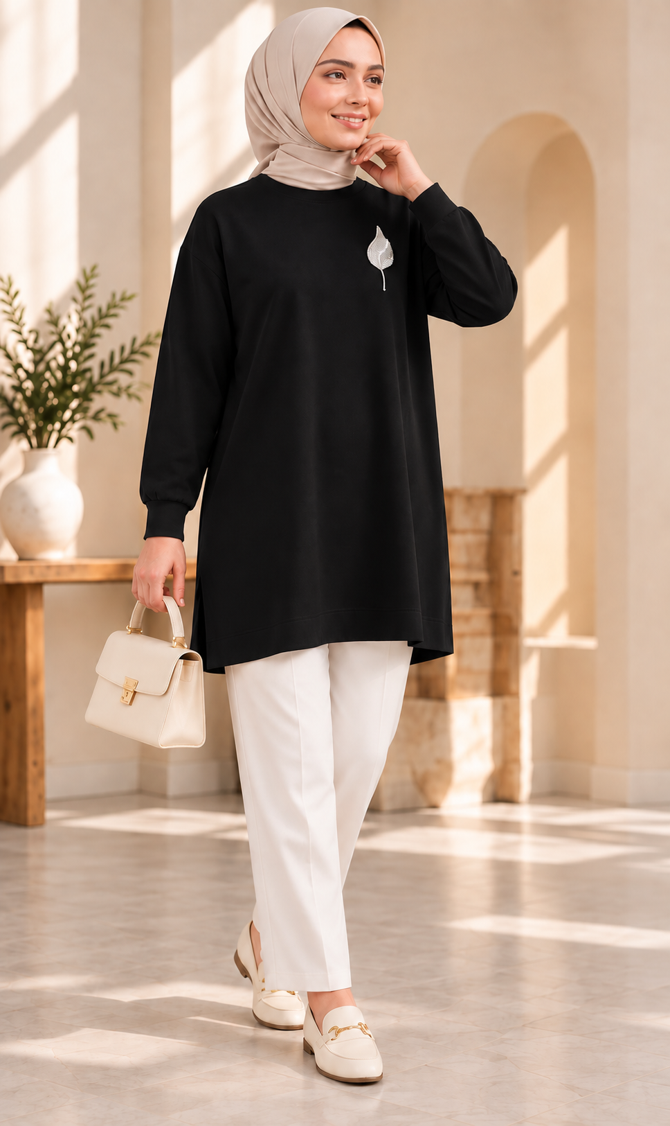 Crystal Leaf Brooch Tunic - Image 10