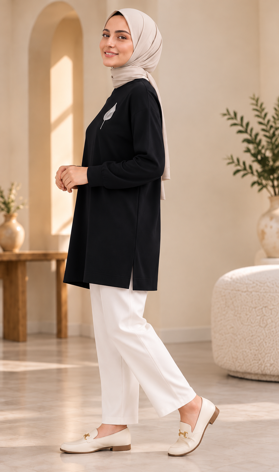 Crystal Leaf Brooch Tunic - Image 11
