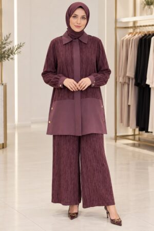Textured Tunic & Wide-Leg Pants Set