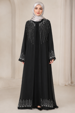 Embellished Chiffon Two-Piece Abaya Set