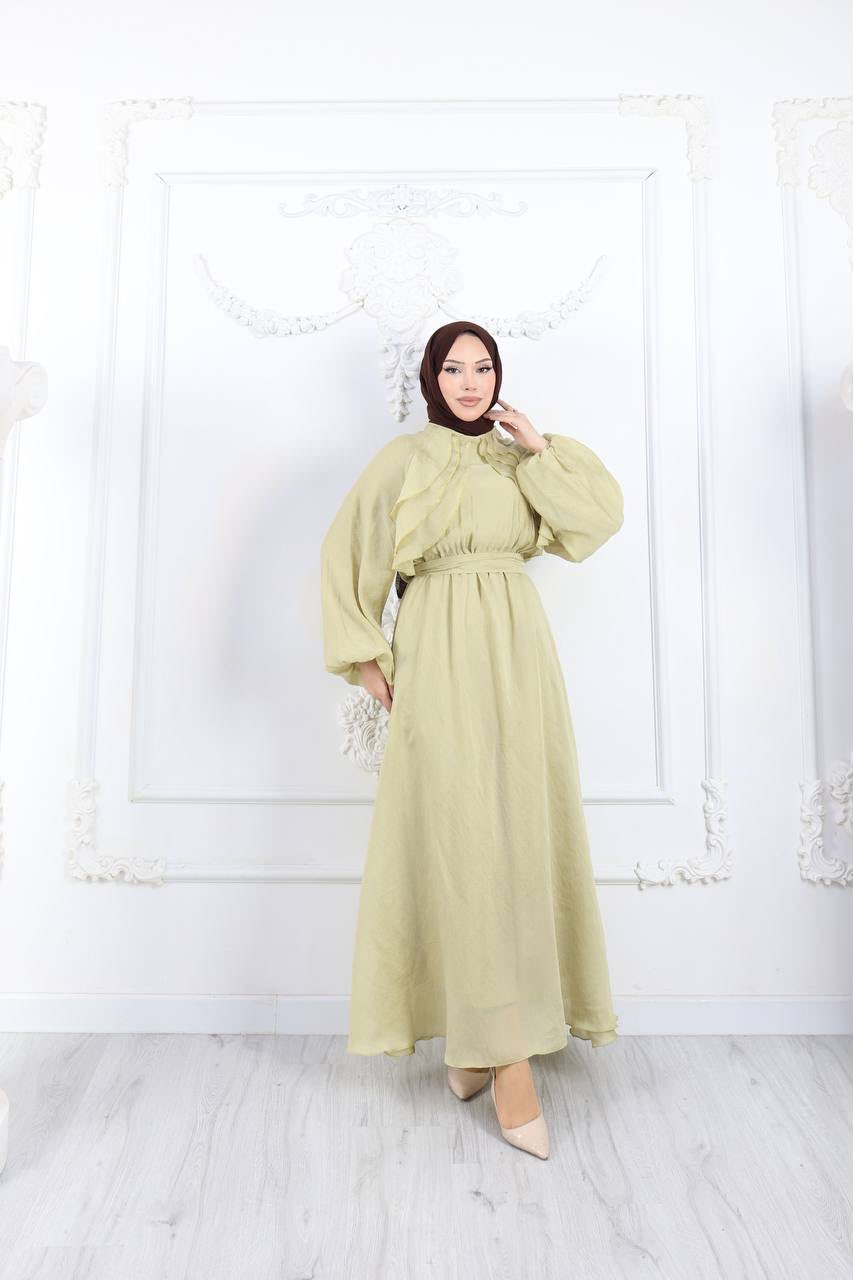 Elegant Ruffle Detail Tie-Waist Maxi Dress - Image 2
