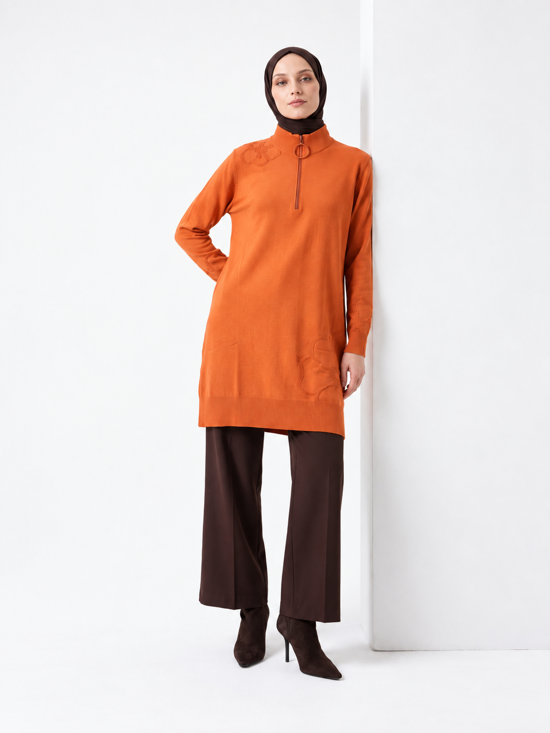 Floral Detail Half-Zip Knit Tunic - Image 6