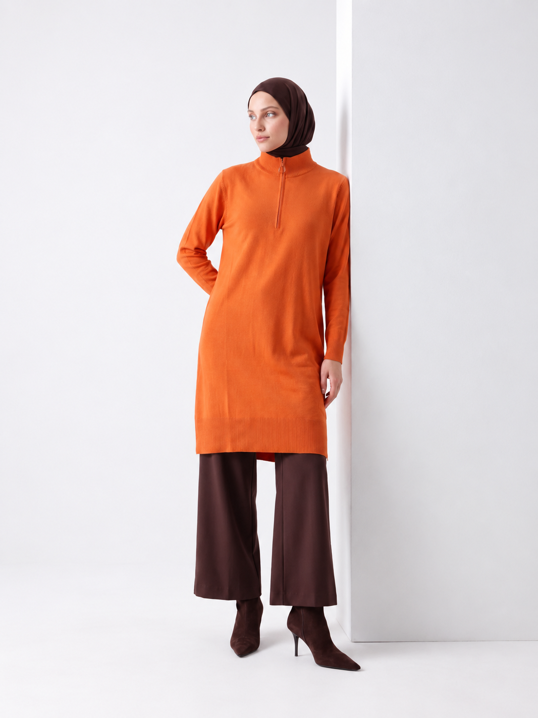 Floral Detail Half-Zip Knit Tunic - Image 8
