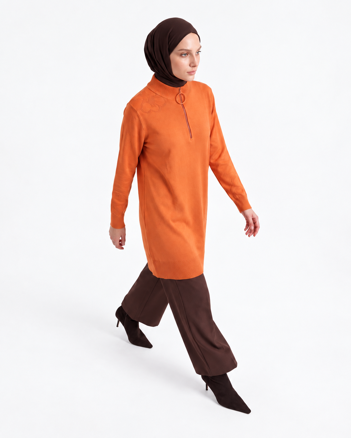 Floral Detail Half-Zip Knit Tunic - Image 7