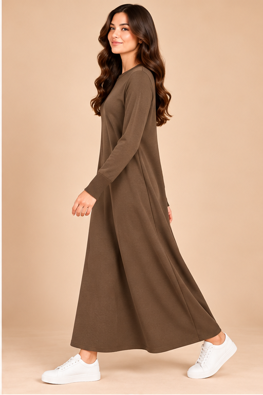 Classic Crew Neck Long Knit Dress-142cm - Image 17
