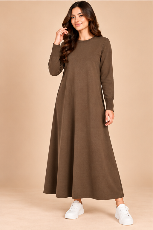 Classic Crew Neck Long Knit Dress-142cm - Image 16