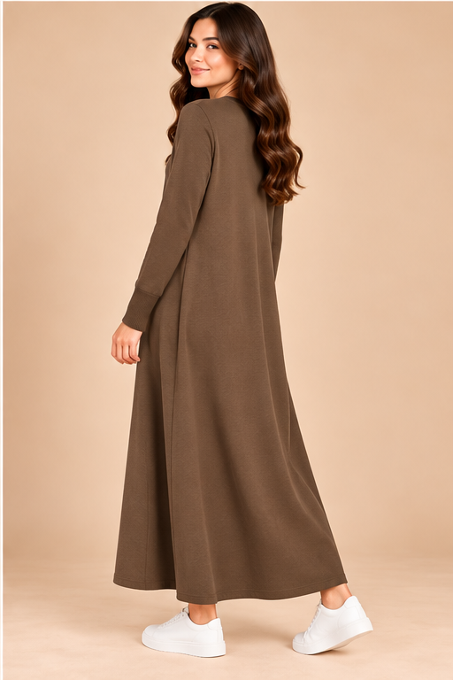 Classic Crew Neck Long Knit Dress-142cm - Image 15