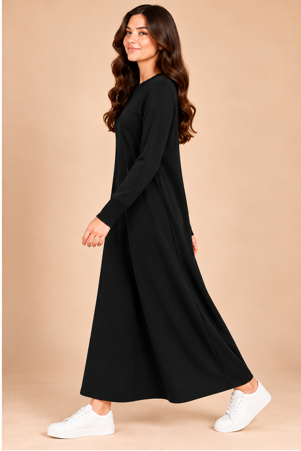 Classic Crew Neck Long Knit Dress-142cm - Image 14