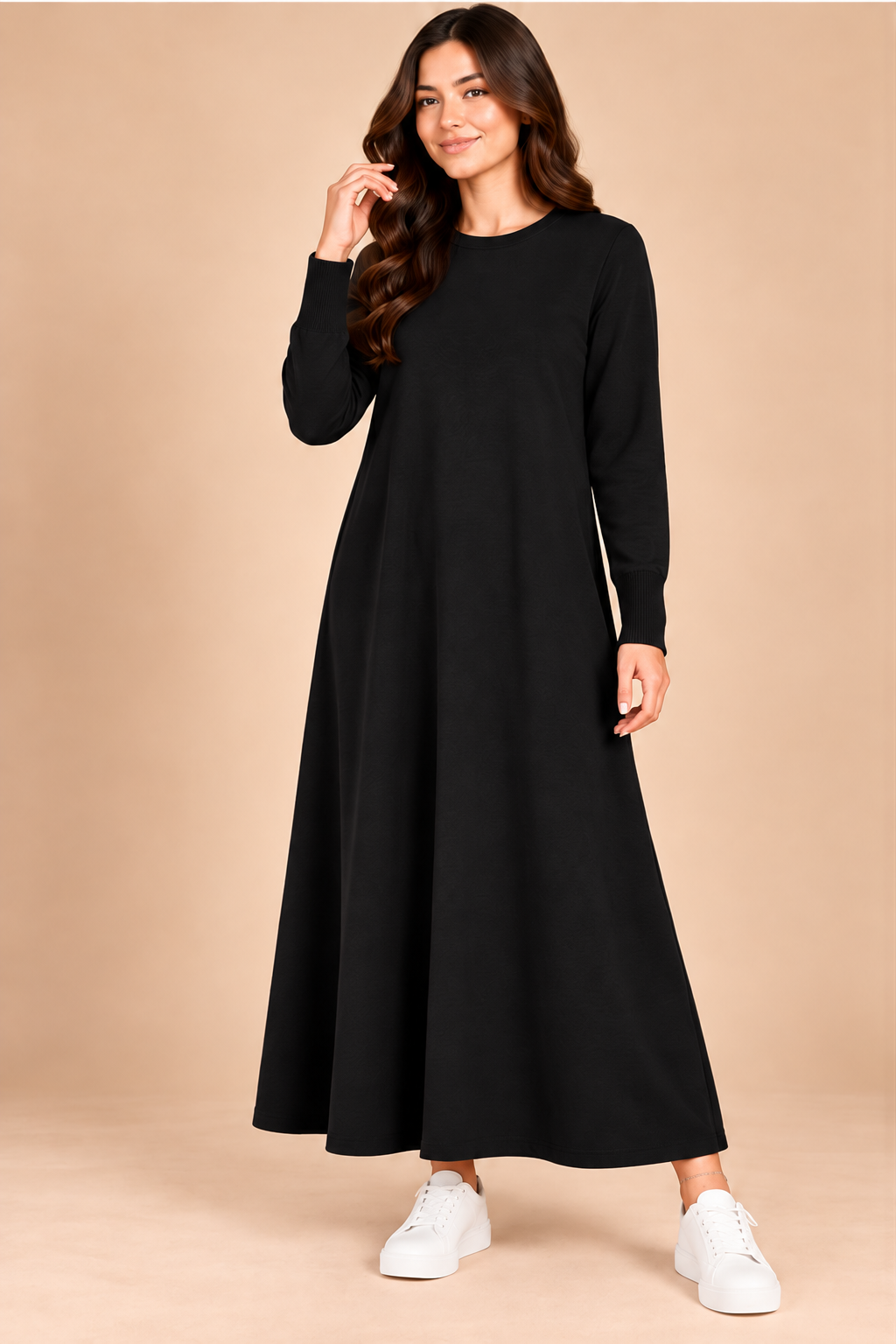 Classic Crew Neck Long Knit Dress-142cm - Image 13