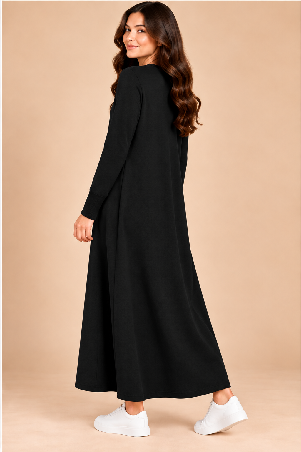 Classic Crew Neck Long Knit Dress-142cm - Image 12