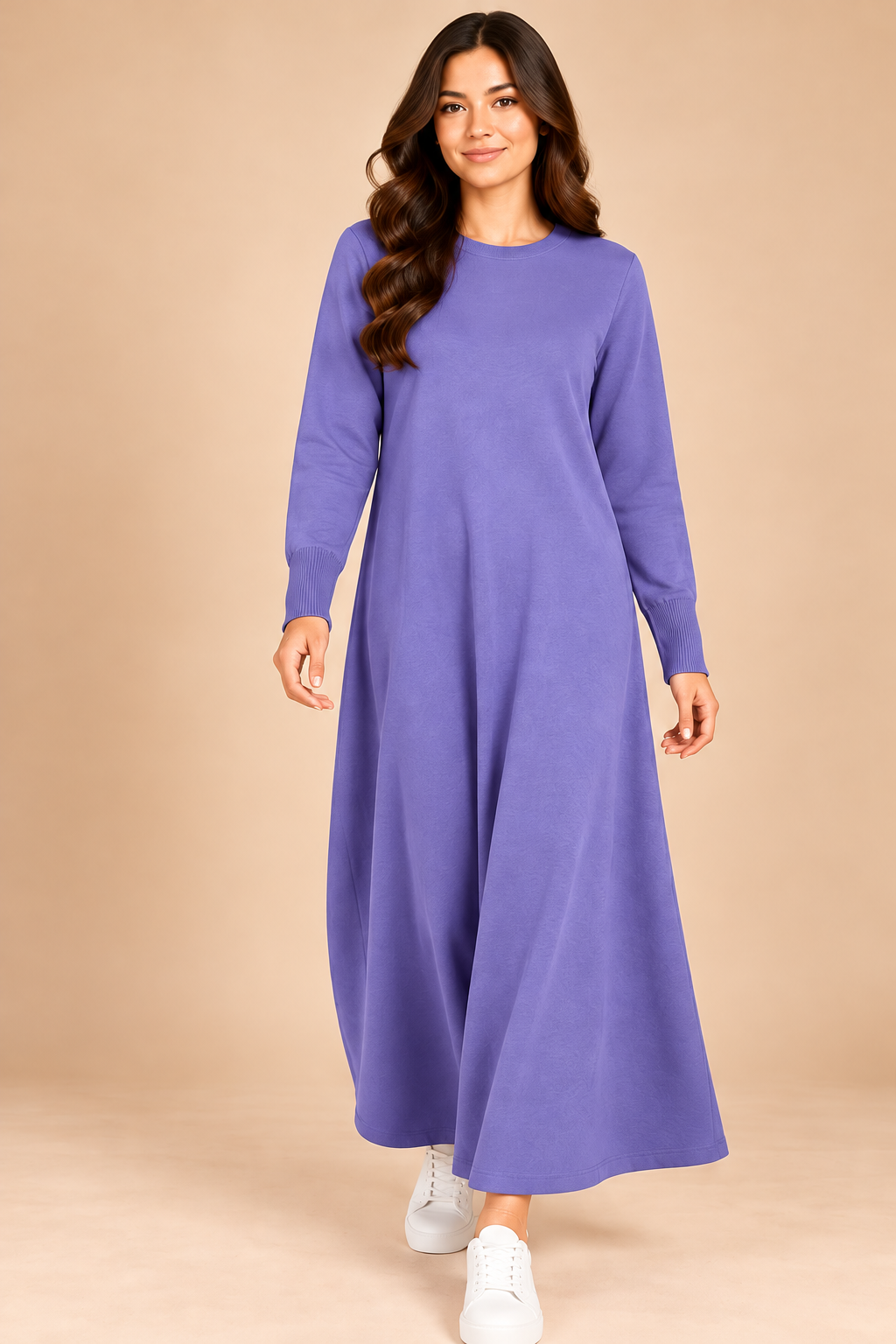 Classic Crew Neck Long Knit Dress-142cm - Image 6