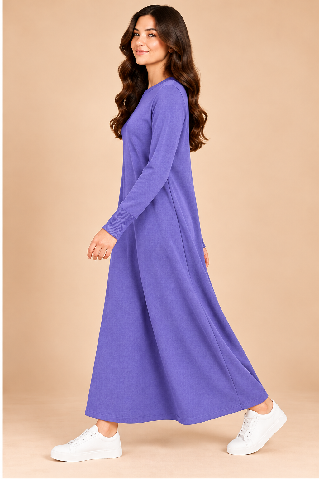 Classic Crew Neck Long Knit Dress-142cm - Image 7