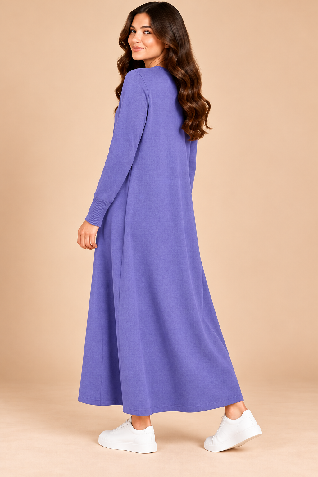 Classic Crew Neck Long Knit Dress-142cm - Image 4