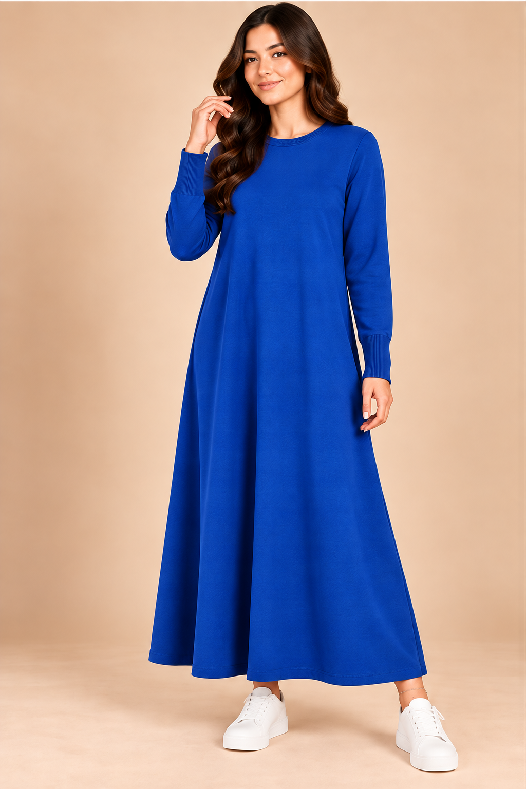Classic Crew Neck Long Knit Dress-142cm - Image 2