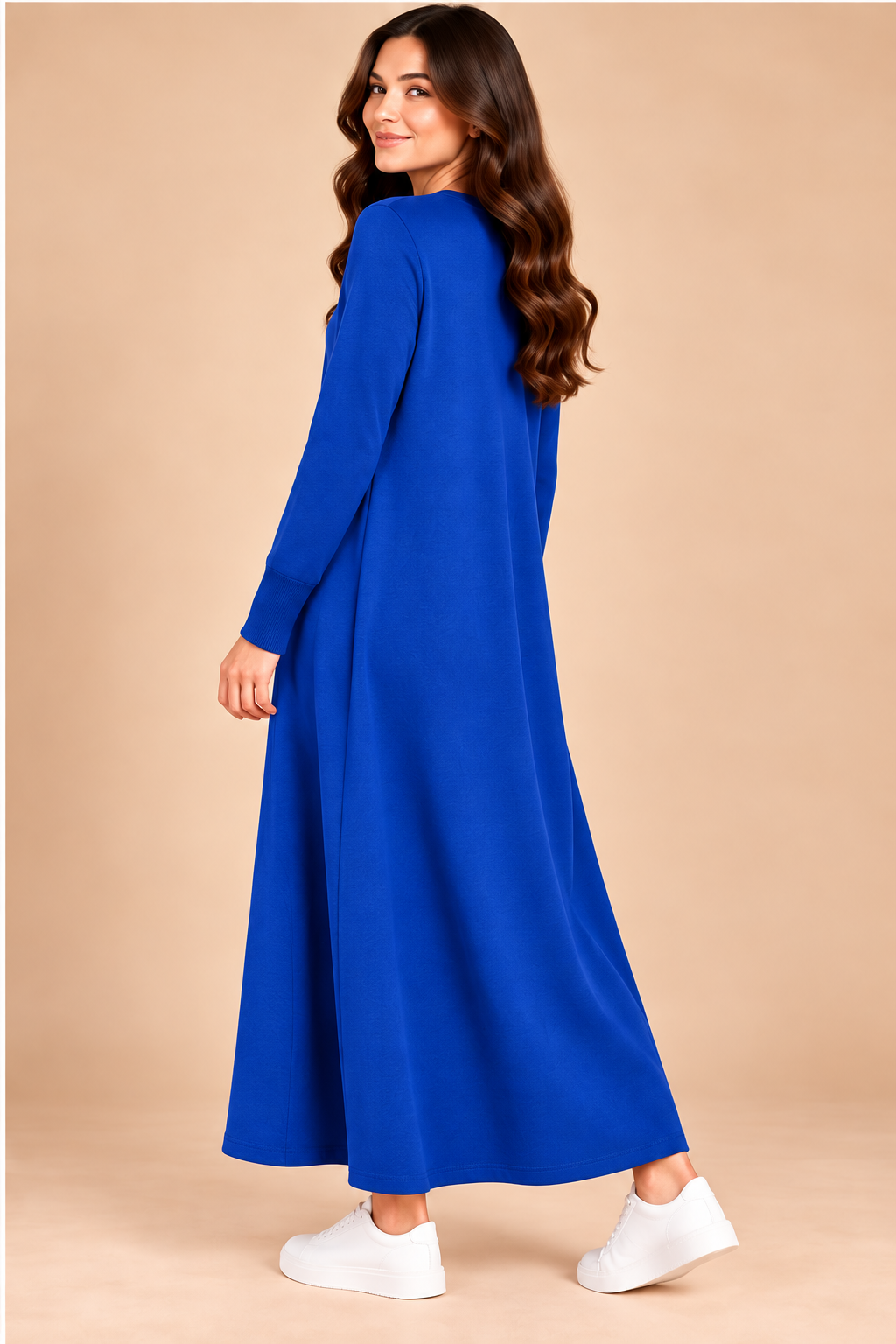Classic Crew Neck Long Knit Dress-142cm - Image 3