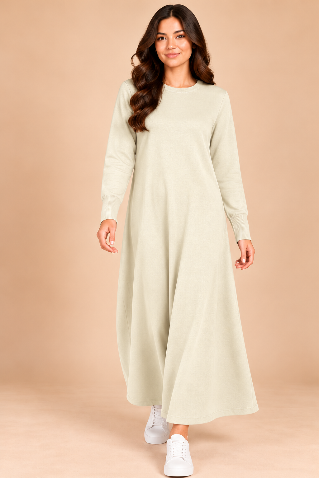 Classic Crew Neck Long Knit Dress-142cm - Image 11