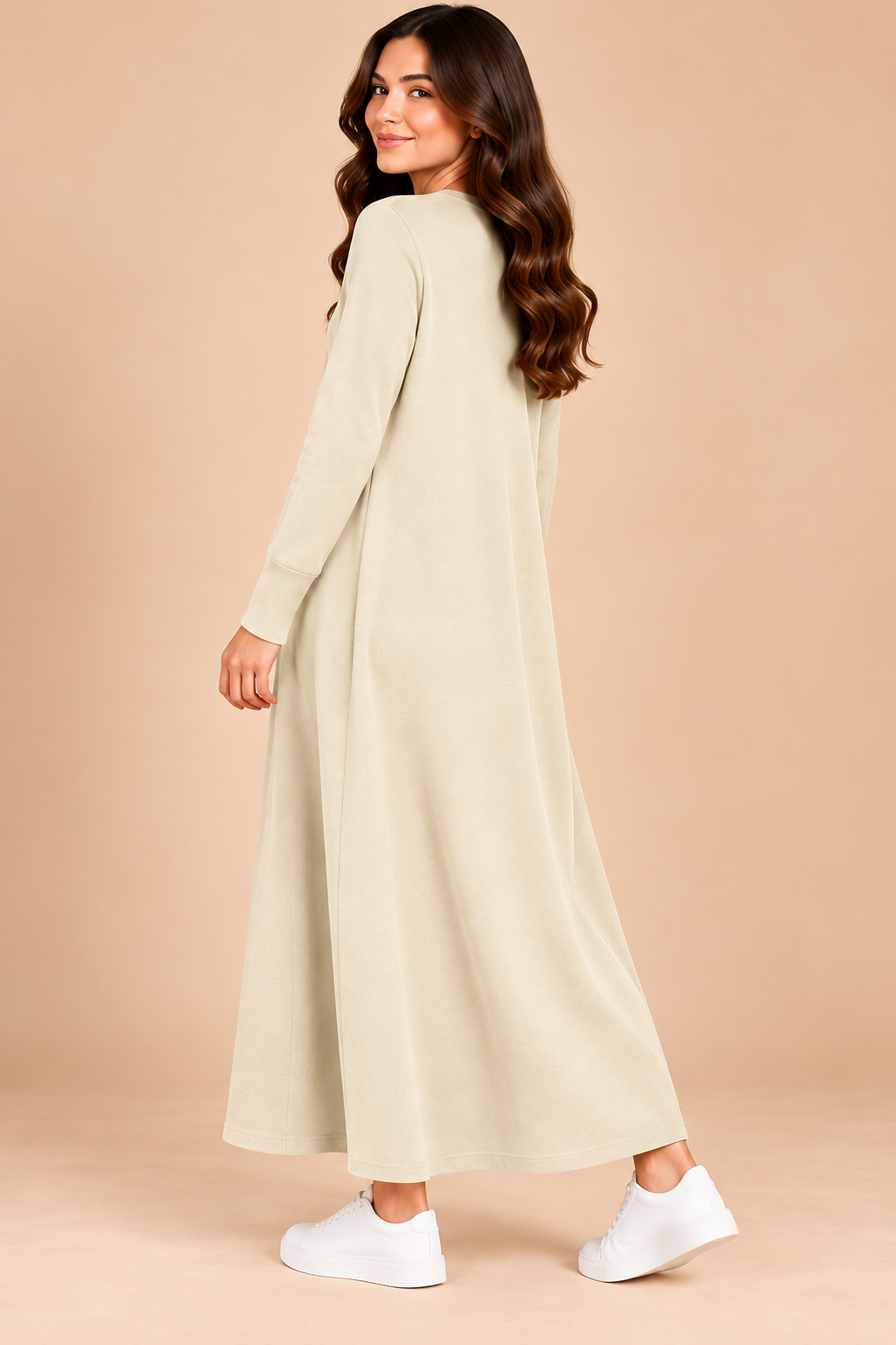Classic Crew Neck Long Knit Dress-142cm - Image 10