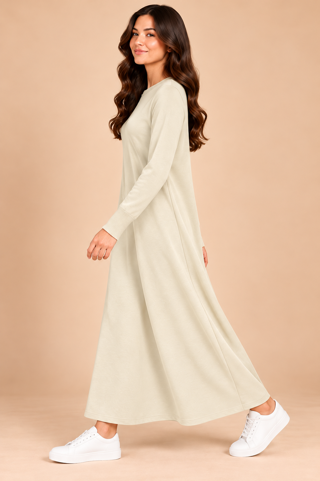 Classic Crew Neck Long Knit Dress-142cm - Image 8