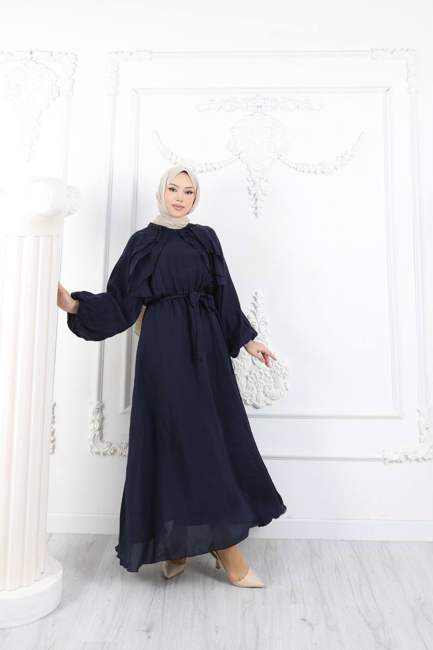 Elegant Ruffle Detail Tie-Waist Maxi Dress - Image 6