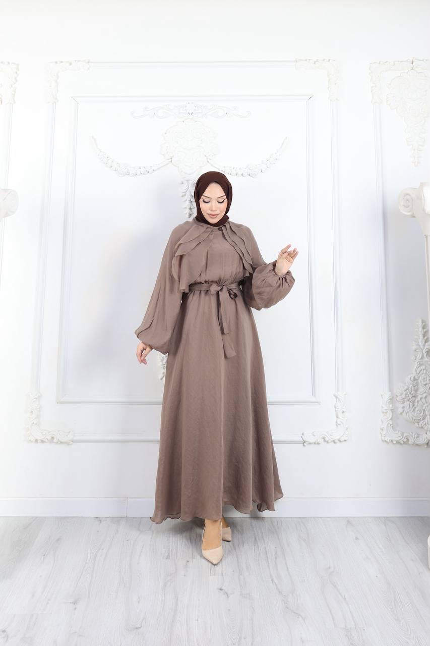 Elegant Ruffle Detail Tie-Waist Maxi Dress - Image 7