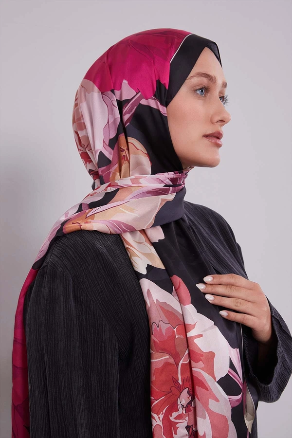 Floral Printed Indian Silk Scarf - Image 2
